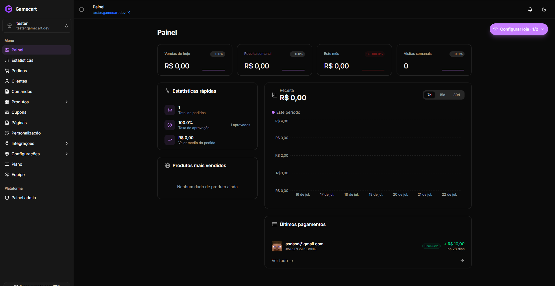 Gamecart dashboard preview